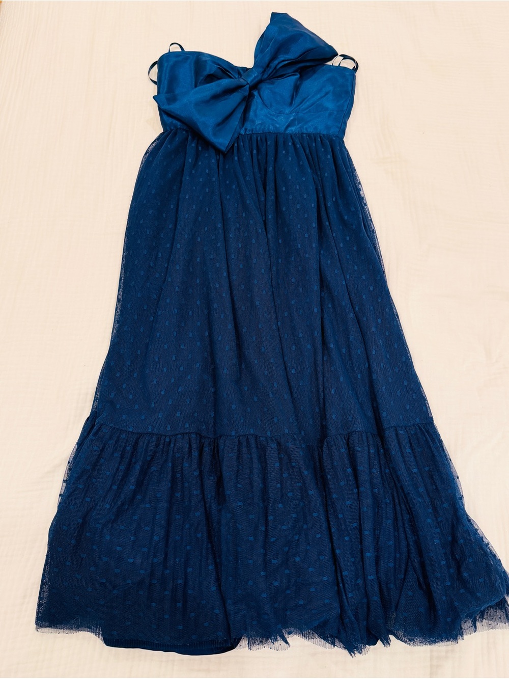 Anthropologie Hutch Navy Midi Dress with Oversized Bow